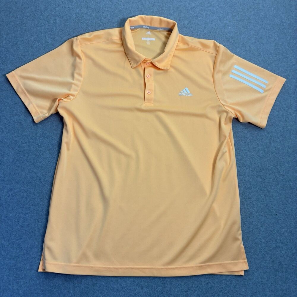 Men’s Adidas Golf Polo Shirt Large Orange Climalite Athletic Short Sleeve